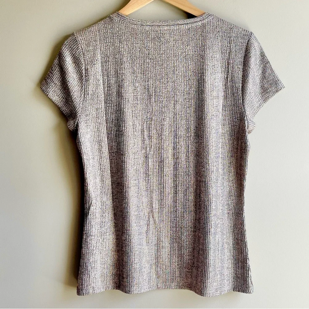 WHBM Metallic Gold and Black V-Neck Tee - Picture 3 of 3